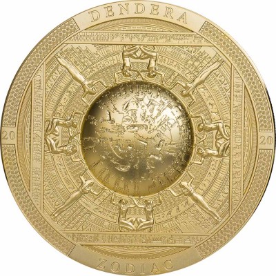 Cook Islands DENDERA ZODIAC EGYPT series ARCHEOLOGY and SYMBOLISM $20 Silver Coin Antique finish 2020 Ultra High Relief Smartminting Gold plated 3 oz